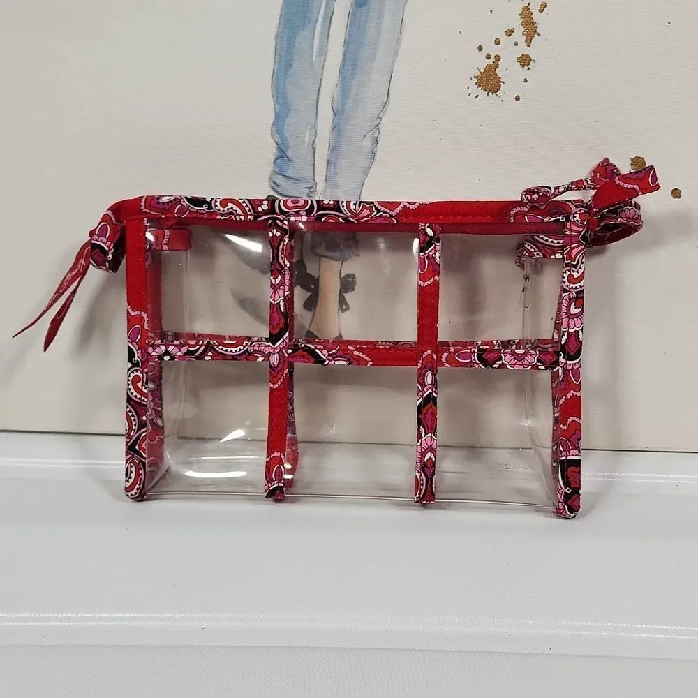 GUC Clear & Red Vera Bradley Cosmetic Clutch Bag
